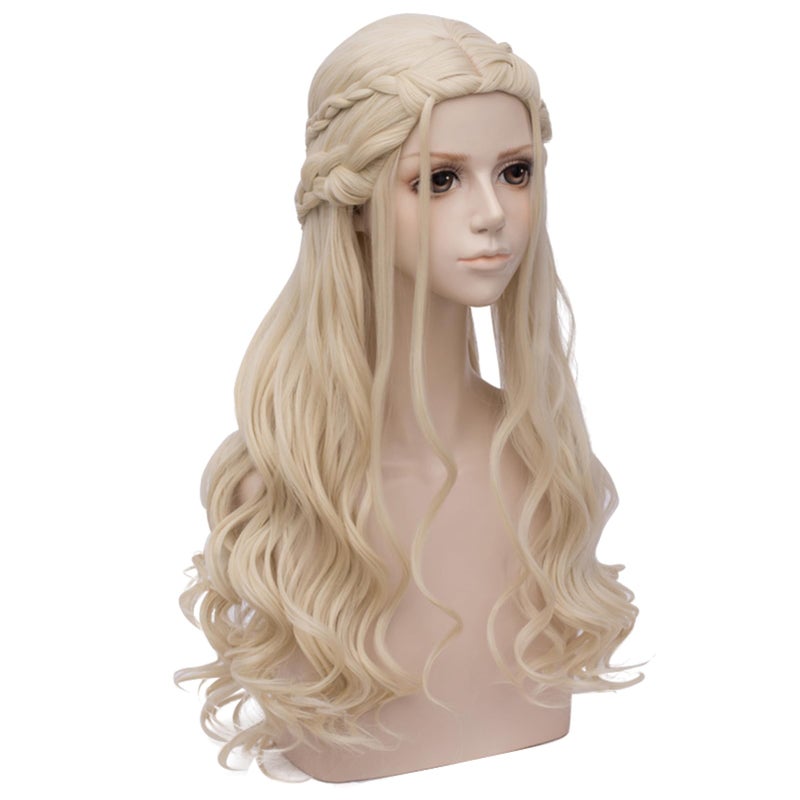 Probeauty Long Blonde Braid Wig Women Halloween Costume Cosplay Wig Cap ( Curly Braid B) - Image 4